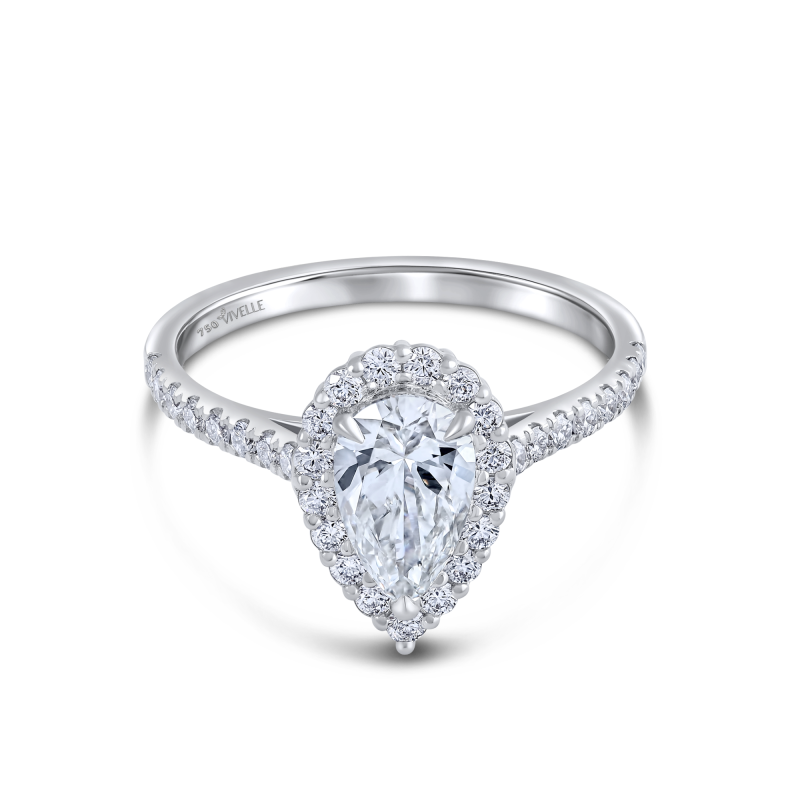 Drop Diamond Band Ring in 18k White Gold Lab Grown Diamond