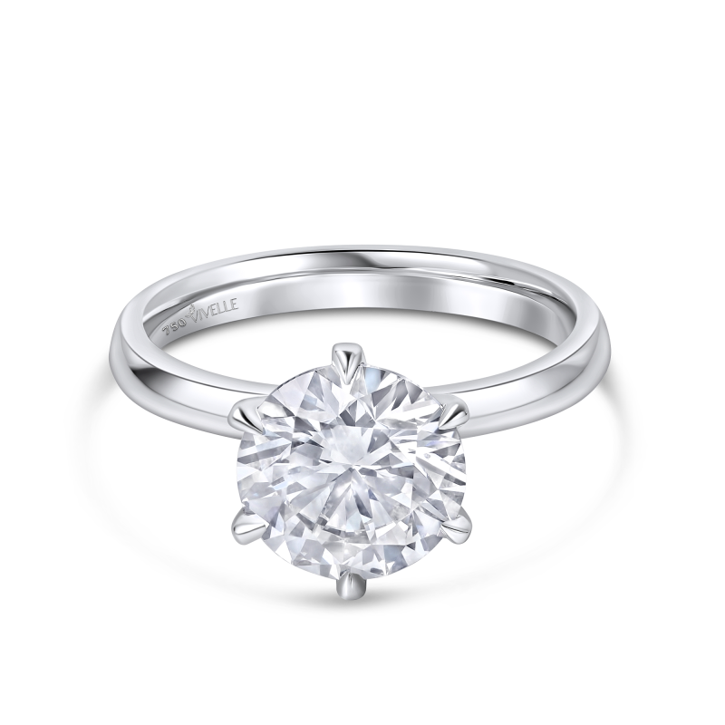 Solitaire Round Ring |3.5CT  Lab Grown Diamond |18k White Gold