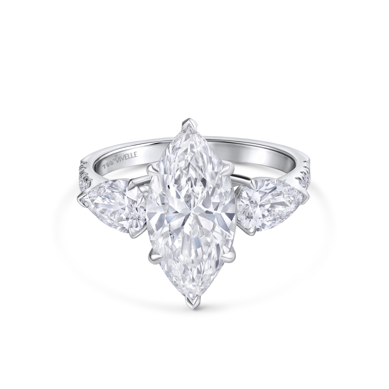 Marquise Round Solitaire Ring | 4 CT