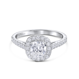 Luxury Solitaire Cushion Ring in 18k White Gold Lab Grown Diamond