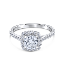 Cushion Diamond Band Ring in 18k White Gold Lab Grown Diamond