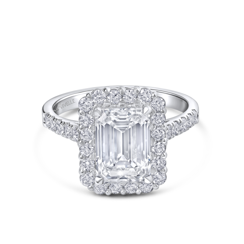 Luxury Solitaire Emerald Ring | Lab Grown Diamond | 18k White Gold