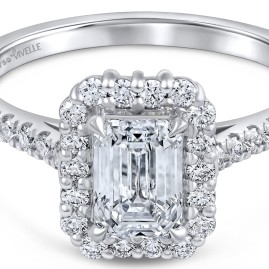 Luxury Solitaire Emerald Ring | Lab Grown Diamond | 18k White Gold