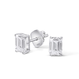 Emerald cut Diamond Earrings in 18k White Gold Lab Grown Diamond
