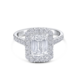 Luxury Solitaire Emerald Ring | Lab Grown Diamond | 18K White Gold