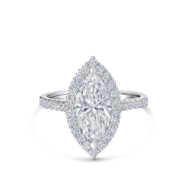 Marquise Diamond Band Ring in 18k White Gold Lab Grown Diamond