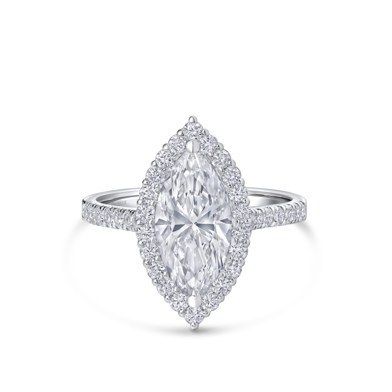 Marquise Diamond Band Ring in 18k White Gold Lab Grown Diamond
