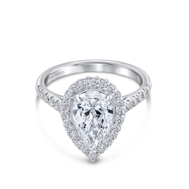 Drop Diamond Band Ring in 18k White Gold Lab Grown Diamond