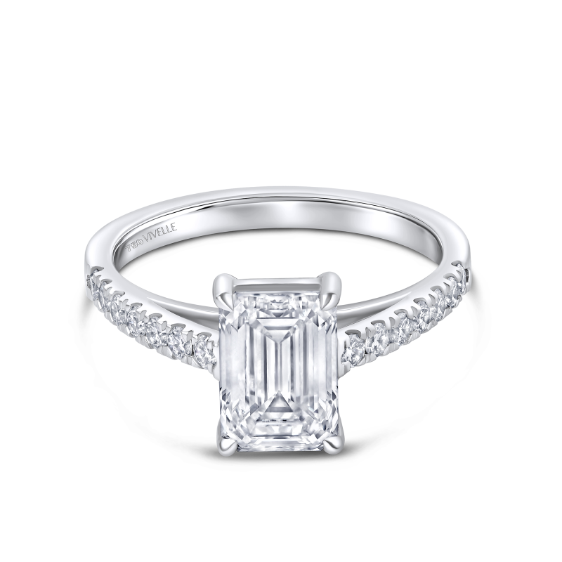 Emerald cut Diamond Ring in 18k White Gold Lab Grown Diamond