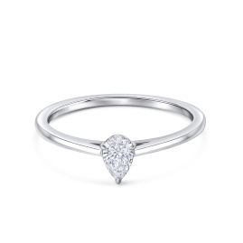 Solitaire Drop Ring | Lab Grown Diamond | 18K White Gold