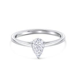 Solitaire Drop Ring | Lab Grown Diamond | 18K White Gold