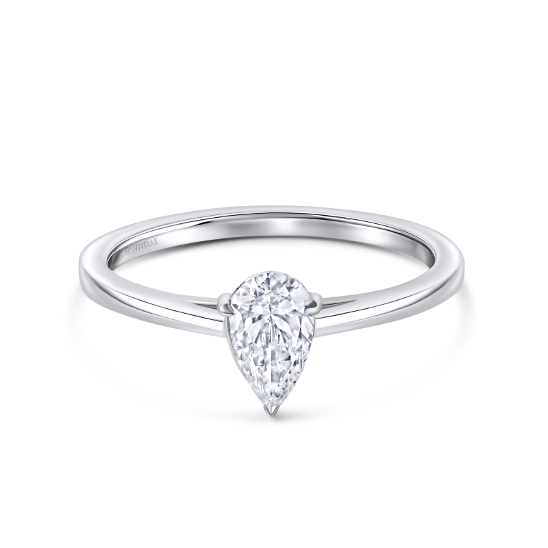 Solitaire Drop Ring | Lab Grown Diamond | 18K White Gold