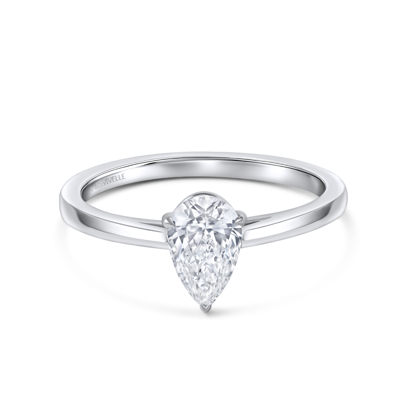 Solitaire Drop Ring | Lab Grown Diamond | 18K White Gold