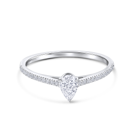Classic Solitaire Drop Ring | Lab Grown Diamond | 18K White Gold