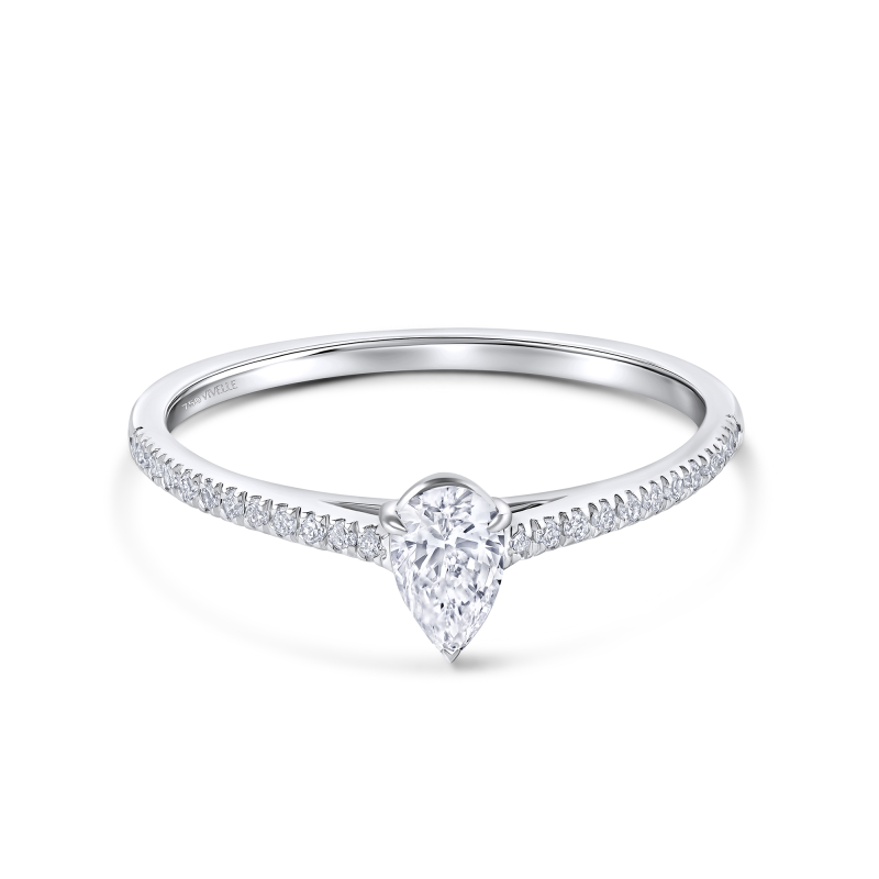 Classic Solitaire Drop Ring | Lab Grown Diamond | 18K White Gold