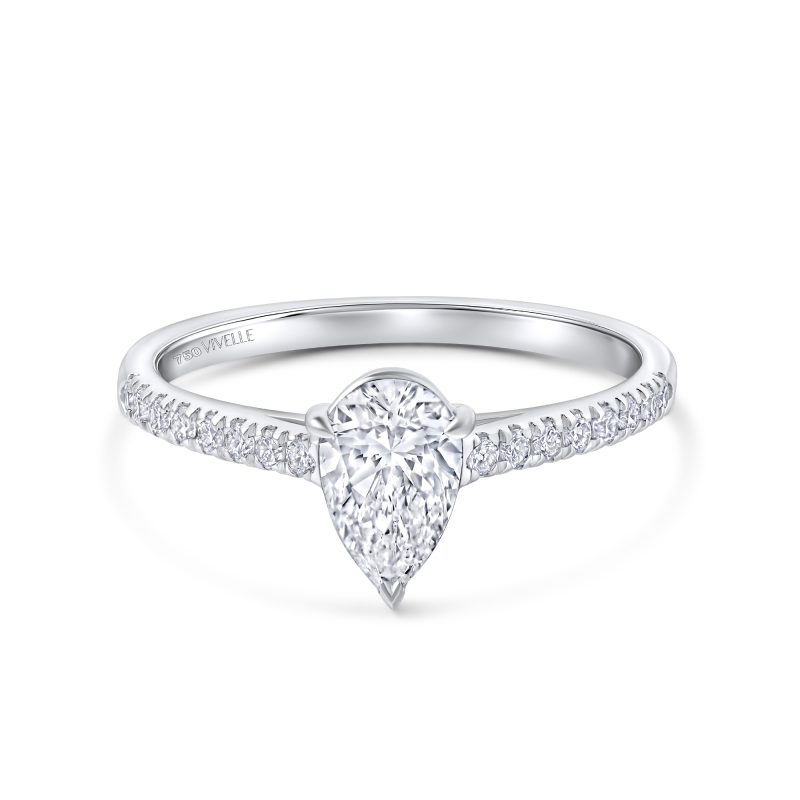Classic Solitaire Drop Ring | Lab Grown Diamond | 18K White Gold