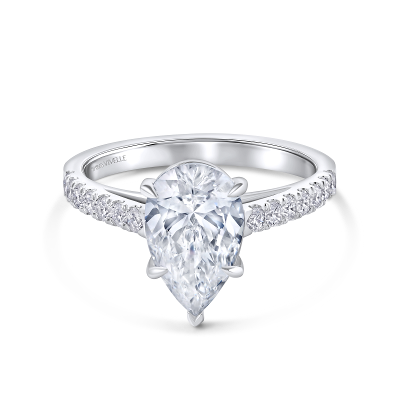 Classic Solitaire Drop Ring | Lab Grown Diamond | 18K White Gold
