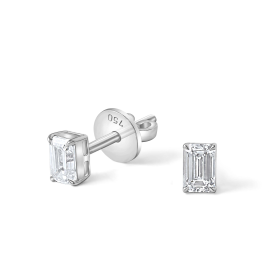 Emerald cut Diamond Earrings in 18k White Gold Lab Grown Diamond