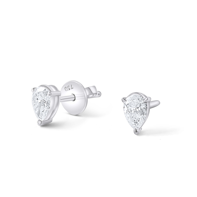 Drop cut Diamond Earrings in 18k White Gold Lab Grown Diamond