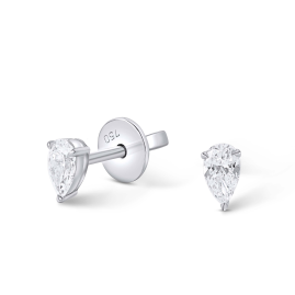 Drop cut Diamond Earrings in 18k White Gold Lab Grown Diamond