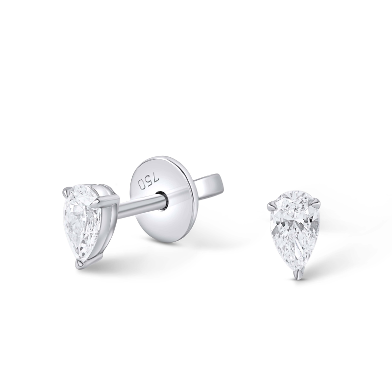 Drop cut Diamond Earrings in 18k White Gold Lab Grown Diamond