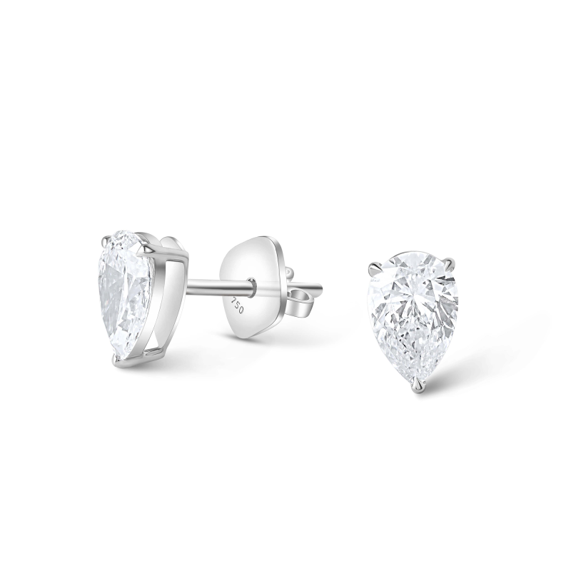 Drop cut Diamond Earrings in 18k White Gold Lab Grown Diamond