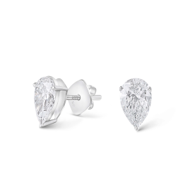 Drop cut Diamond Earrings in 18k White Gold Lab Grown Diamond