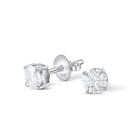 Solitaire Round Earrings in 18k White Gold Lab Grown Diamond