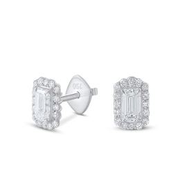 Emerald cut Diamond Earrings in 18k White Gold Lab Grown Diamond