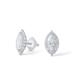 Emerald cut Diamond Earrings in 18k White Gold Lab Grown Diamond