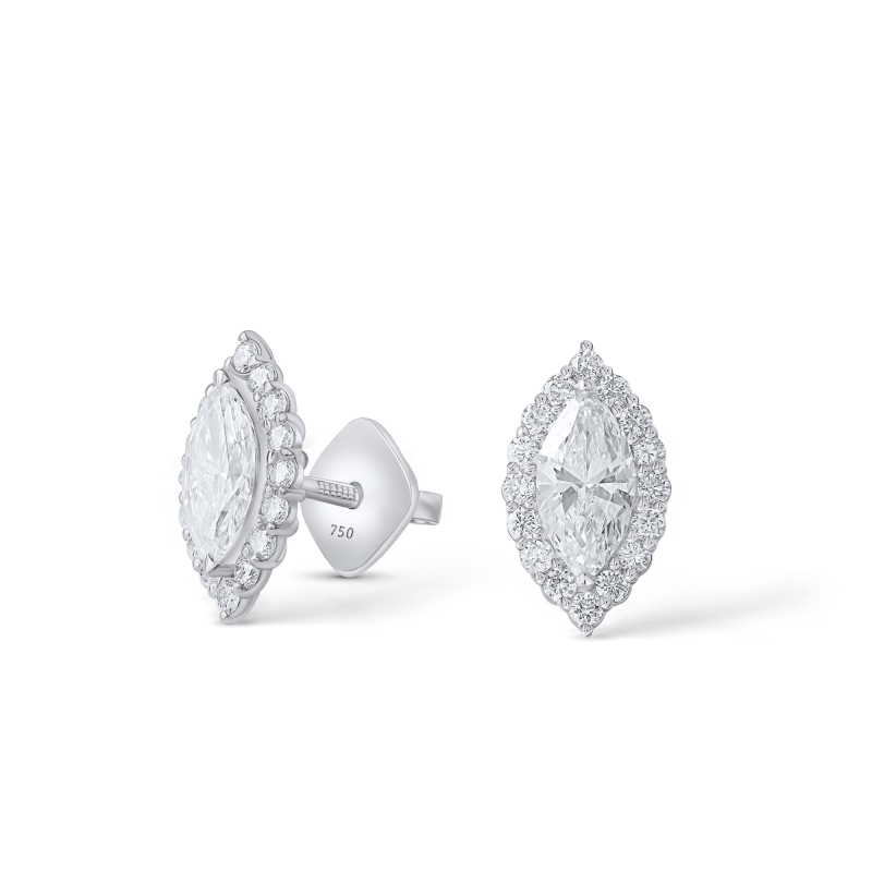 Emerald cut Diamond Earrings in 18k White Gold Lab Grown Diamond