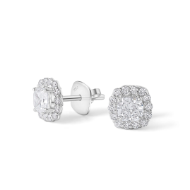 Emerald cut Diamond Earrings in 18k White Gold Lab Grown Diamond