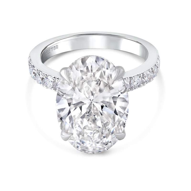 Luxury Solitaire Oval Ring | Lab Grown Diamond | 18K White Gold