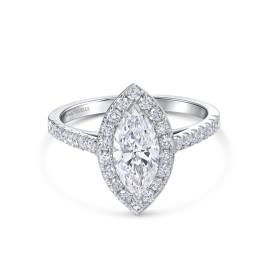 Marquise Diamond Band Ring in 18k White Gold Lab Grown Diamond
