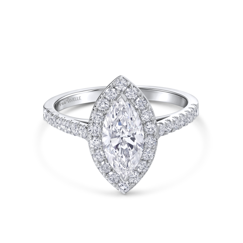 Marquise Diamond Band Ring in 18k White Gold Lab Grown Diamond