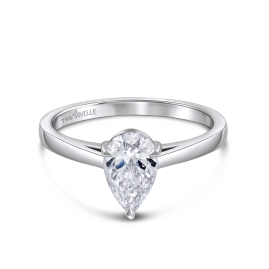 Solitaire Drop Ring | Lab Grown Diamond | 18K White Gold