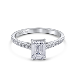Classic Solitaire Emerald Diamond Band Ring | Lab-Grown Diamond | 18k