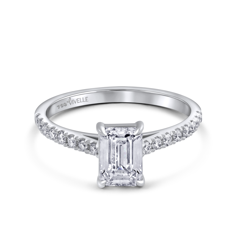 Classic Solitaire Emerald Diamond Band Ring | Lab-Grown Diamond | 18k