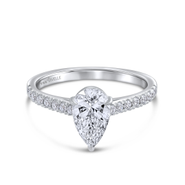 Classic Solitaire Drop Ring | Lab Grown Diamond | 18K White Gold