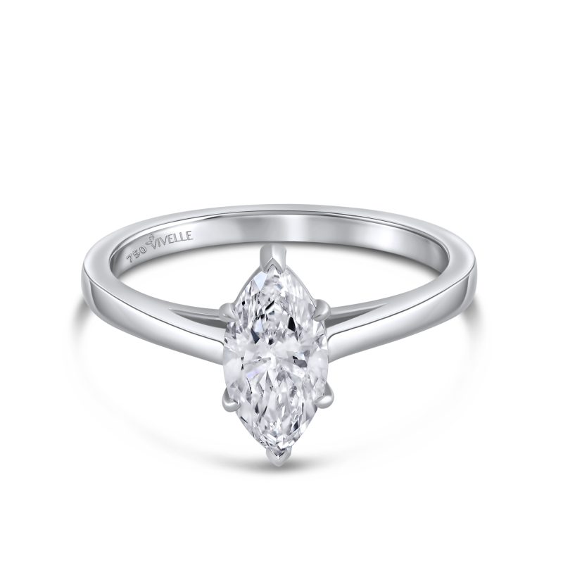Solitaire Marquise Ring | 1CT Lab Grown Diamond | 18K White Gold